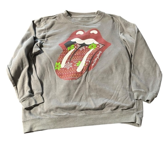 the Rolling Stones Tops - Women's Rolling Stones Christmas Fair Isle Graphic Sweatshirt Gray Size Large